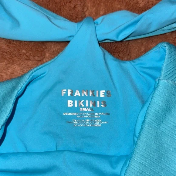 Turquoise Halter One Piece Bikini - Picture 2 of 3